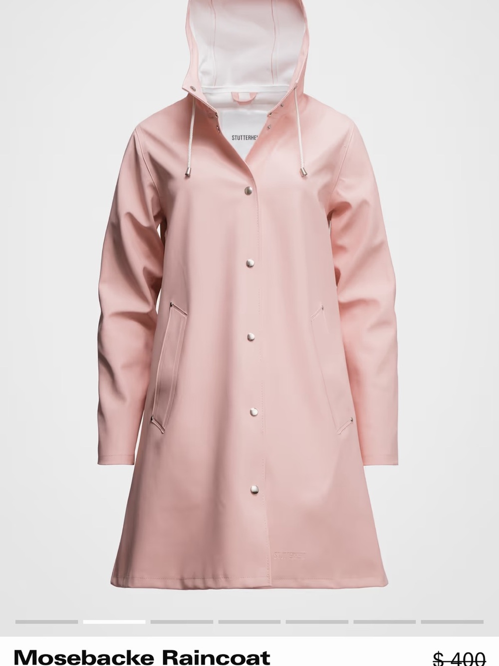 Stutterheim Pink Hooded Raincoat - Soft Blush